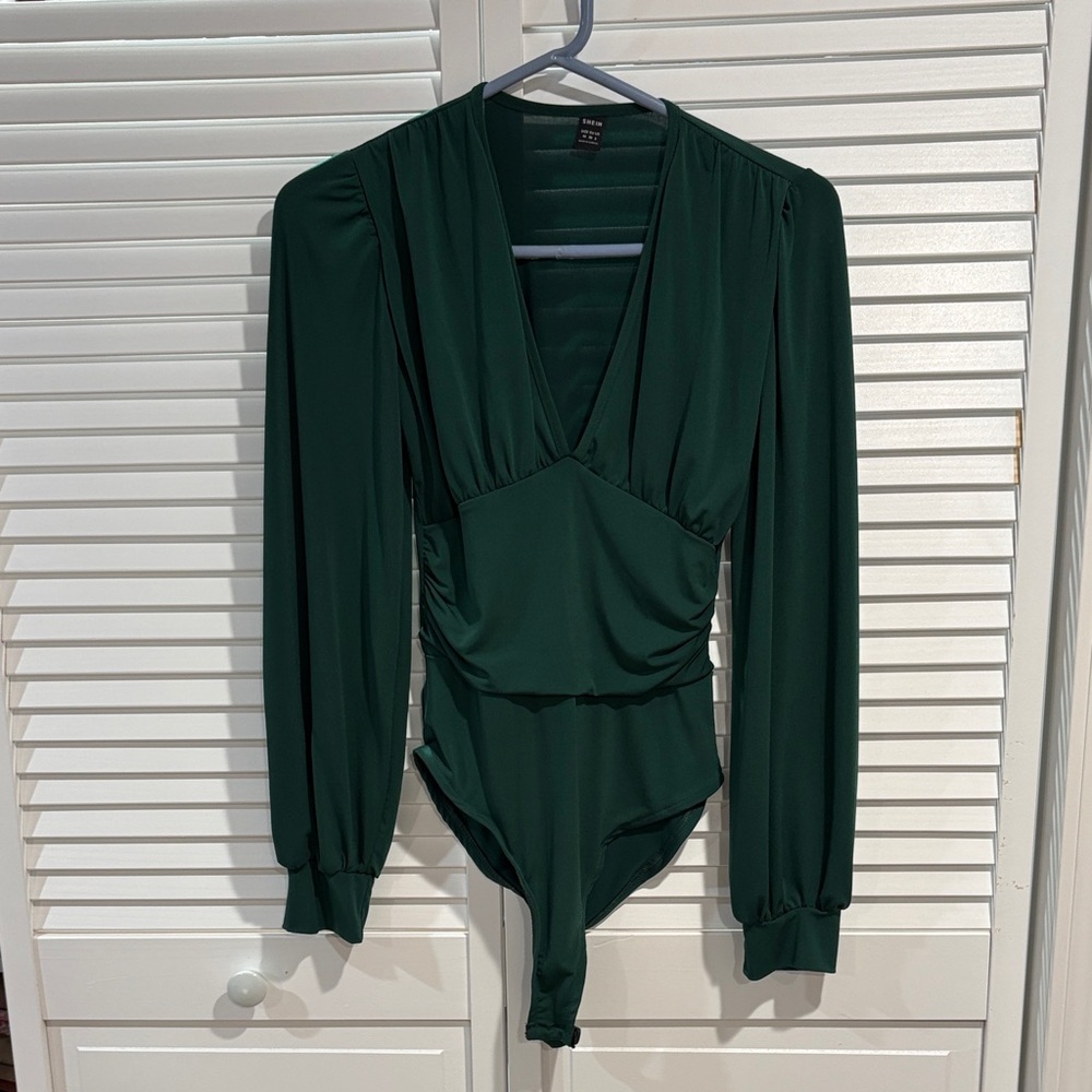 SHEIN Deep Green Long Sleeve Bodysuit